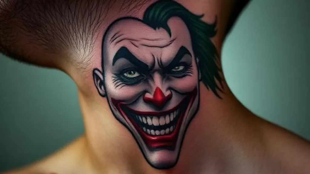 joker neck tattoo