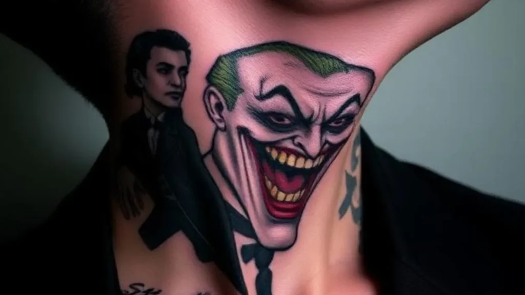 joker neck tattoo