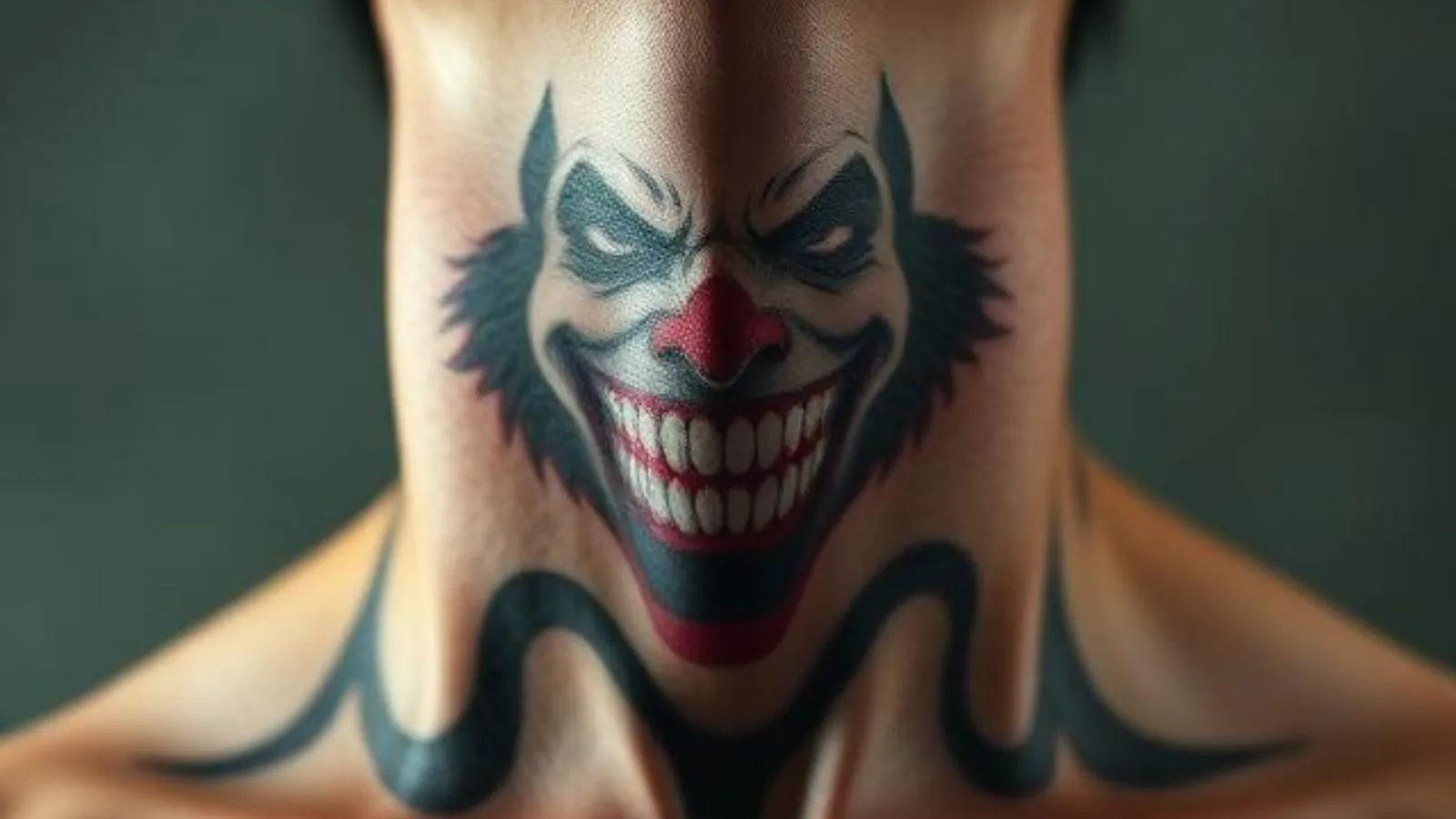 joker neck tattoo